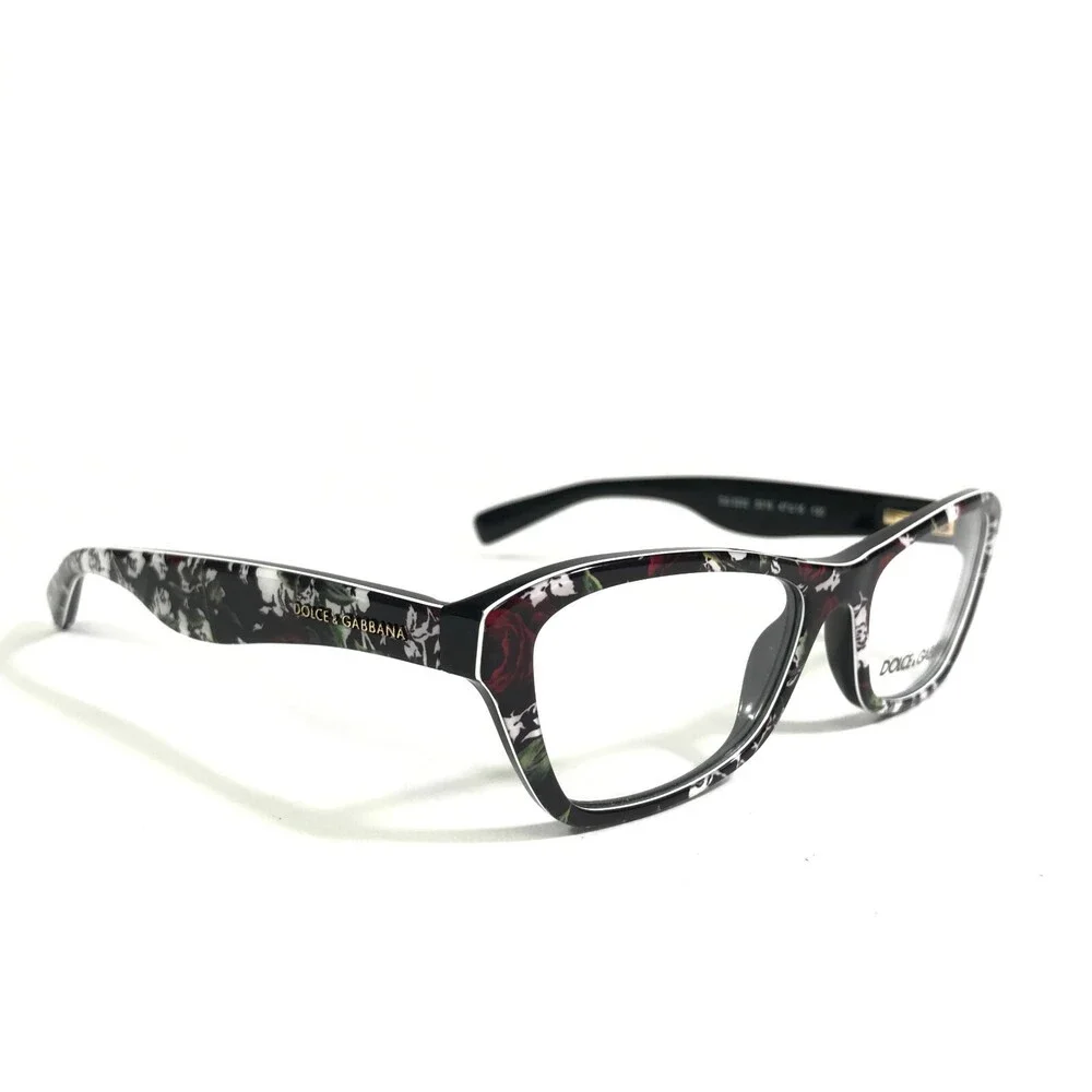 Dolce & Gabbana Eyeglasses Frames DG3202 3019 Black Red White Floral 47-15-130